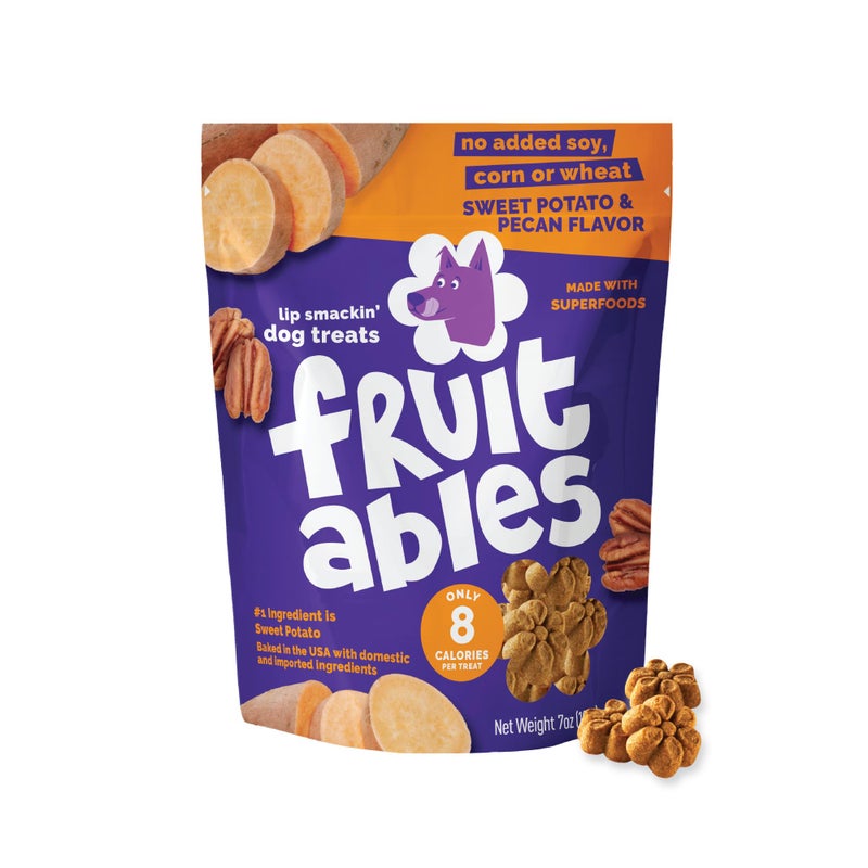 Fruitables Baked Dog Treats, Healthy Pumpkin Treat for Dogs, Low Calorie & Delicious, Free of Wheat, Corn and Soy, Made in the USA, Sweet Potato and Pecan Flavor, 7oz - Image 1